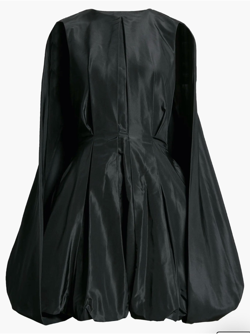 Jason Wu Collection Black Satin Bubble-Hem Mini Dress with Cape Sleeves 6 NWT